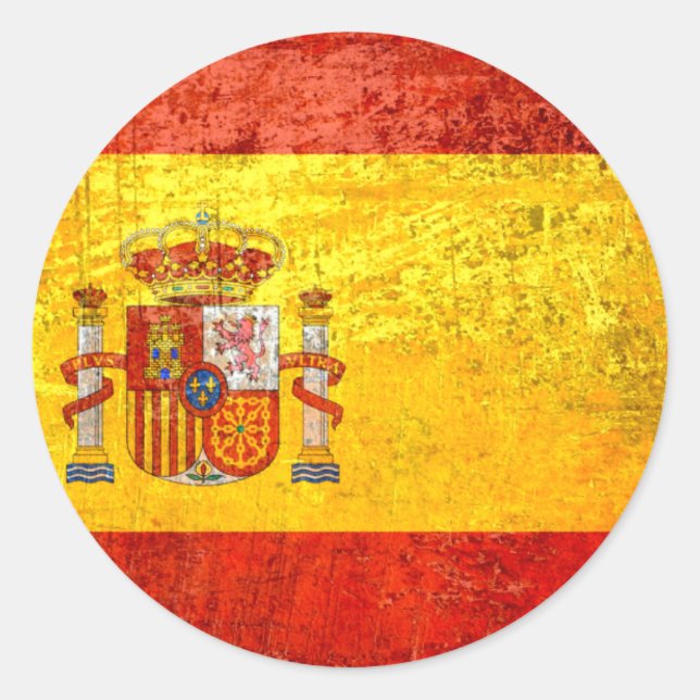 Grunge Spain Flag España Bandeira 2012 Champions Classic Round Sticker (Front)