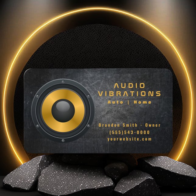 Grunge Speaker Car Audio Stereo Installation Business Card (Creator Uploaded)