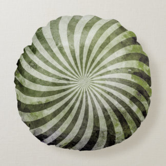 Grunge Spiral Burst Round Pillow
