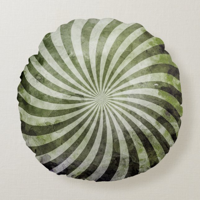 Grunge Spiral Burst Round Pillow (Front)