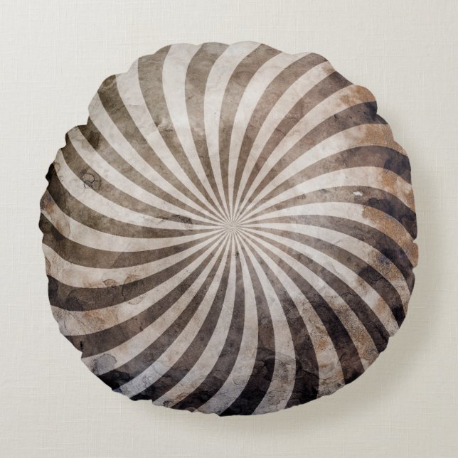 Grunge Spiral Burst Round Pillow (Front)