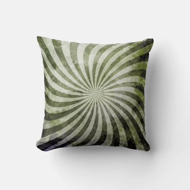 Grunge Spiral Burst Throw Pillow (Front)
