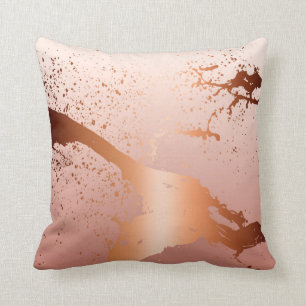 Grunge Splash Paint Splatter rose gold peach Throw Pillow