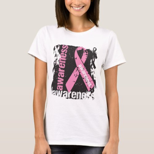 Grunge Splatter Breast Cancer Awareness T_Shirt