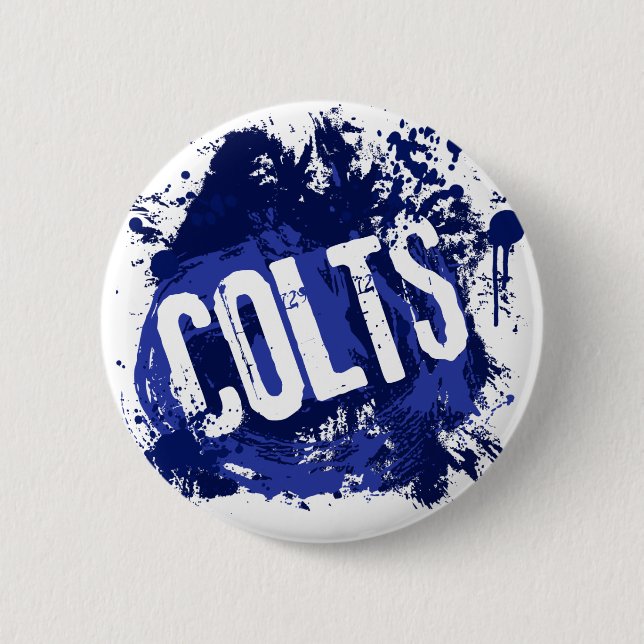 GRUNGE & SPLATTER COLTS PINBACK BUTTON (Front)