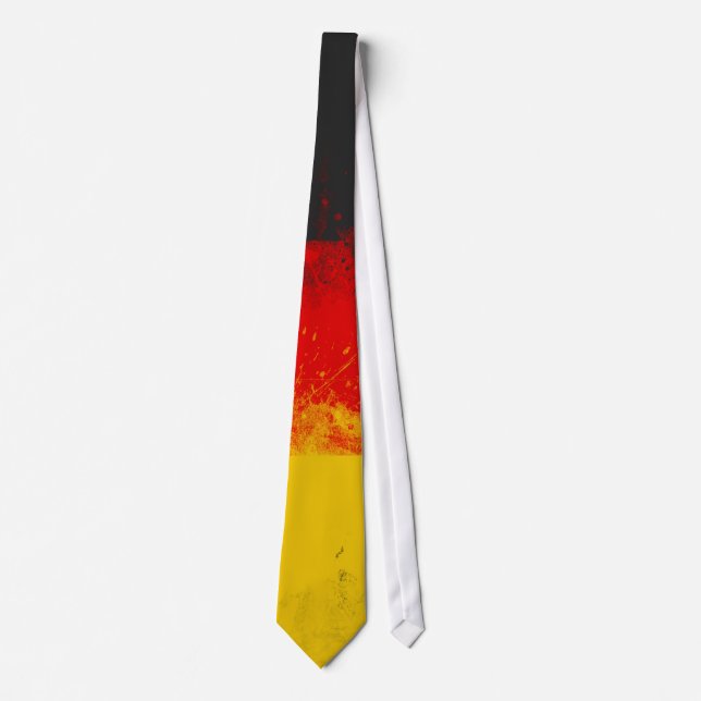 Grunge Splatter Painted Flag of Germany Neck Tie (Front)