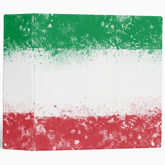 Grunge Splatter Painted Flag of Italy 3 Ring Binder (Front/Spine)