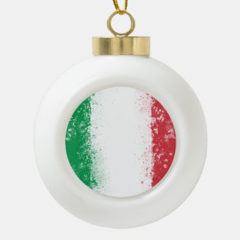 Grunge Splatter Painted Flag Of Italy Ceramic Ball Christmas Ornament by flagshack at Zazzle