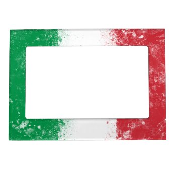 Grunge Splatter Painted Flag Of Italy Magnetic Picture Frame by flagshack at Zazzle