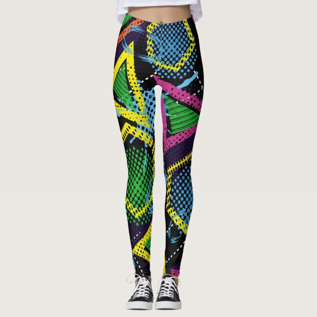Grunge sport pattern, children's design. leggings (Front)