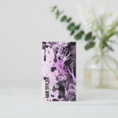 grunge spray paint splatter purple hair stylist business card (Standing Front)