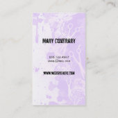 grunge spray paint splatter purple hair stylist business card (Back)