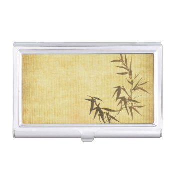 Grunge Stained Bamboo Paper Background Business Card Holder by watercoloring at Zazzle