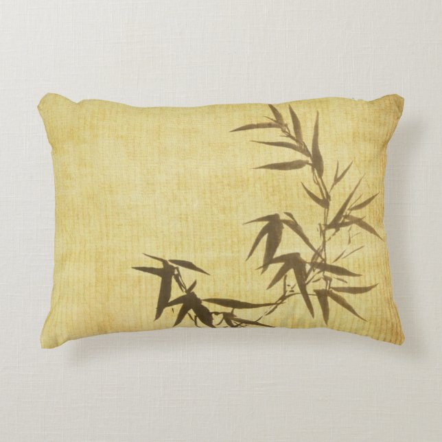 Grunge Stained Bamboo Paper Background Decorative Pillow (Front)