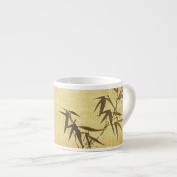 Grunge Stained Bamboo Paper Background Espresso Cup by watercoloring at Zazzle