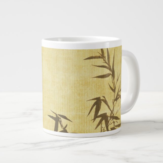 Grunge Stained Bamboo Paper Background Large Coffee Mug (Front Right)