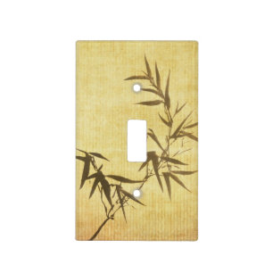 Grunge Stained Bamboo Paper Background Light Switch Cover