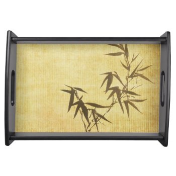 Grunge Stained Bamboo Paper Background Serving Tray by watercoloring at Zazzle