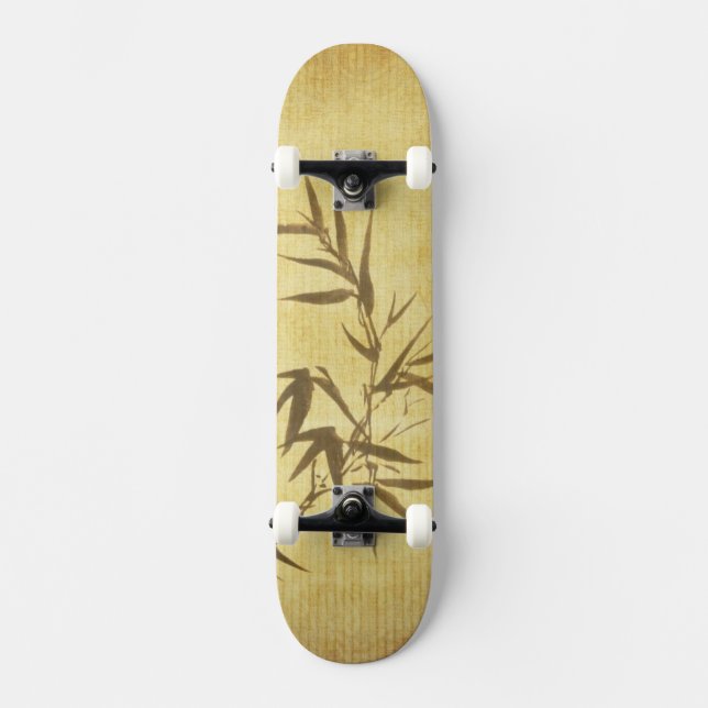 Grunge Stained Bamboo Paper Background Skateboard Deck (Front)