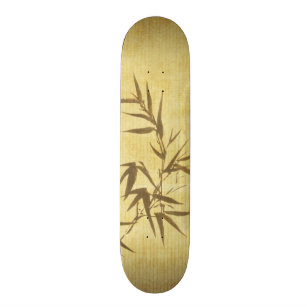 Grunge Stained Bamboo Paper Background Skateboard Deck
