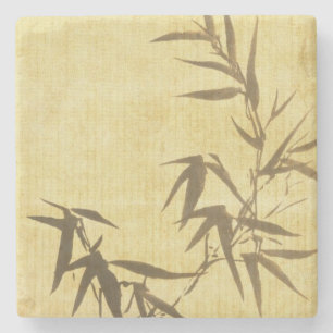 Grunge Stained Bamboo Paper Background Stone Coaster