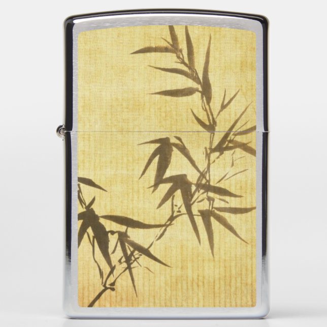 Grunge Stained Bamboo Paper Background Zippo Lighter (Front)