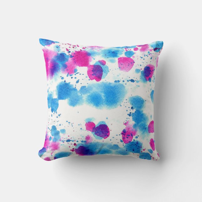 Grunge Stains Watercolor Texture Throw Pillow (Front)