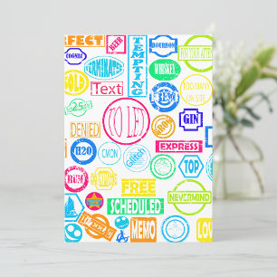 Grunge Stamp Collection Colorful Retro Text Invitation