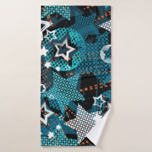 Grunge star pattern, playful children's design. bath towel