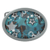 Abstract cool waters Paint Splatters Oval Belt Buckle | Zazzle display picture 1