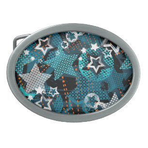 Grunge star pattern, playful children's design. belt buckle