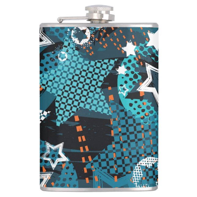Grunge star pattern, playful children's design. flask (Front)