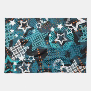 Grunge star pattern, playful children's design. kitchen towel