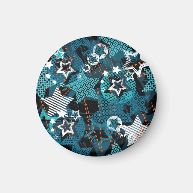 Grunge star pattern, playful children's design. magnet (Front)