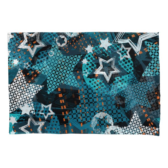 Grunge star pattern, playful children's design. pillow case (Front)