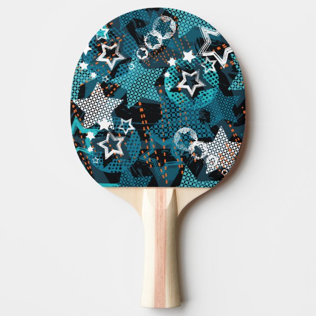 Grunge star pattern, playful children's design. ping pong paddle (Front)