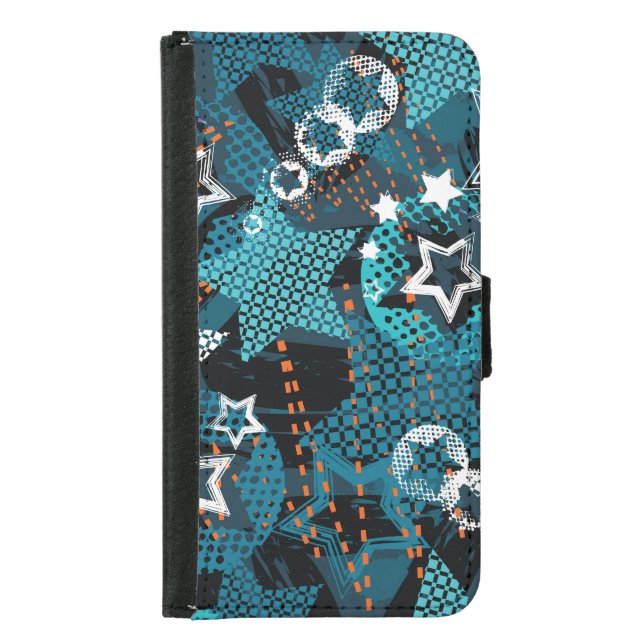 Grunge star pattern, playful children's design. samsung galaxy wallet case (Front)