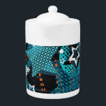 Grunge star pattern, playful children's design. teapot<br><div class="desc">Abstract grunge star pattern children for girls and boys. Creative the background with dots, hearts, lines, stars.Funny wallpaper for textile and fabric. Fashion star style. Colorful bright. Grunge Starry Fun: Creative Pattern for Boys and Girls in Bright Colors. Grunge Star Pattern for Children. Playful Wallpaper for Textiles. pattern, seamless, abstract,...</div>