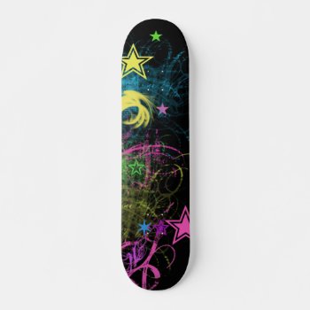 Grunge Stars Multicolored Skateboard by ImGEEE at Zazzle