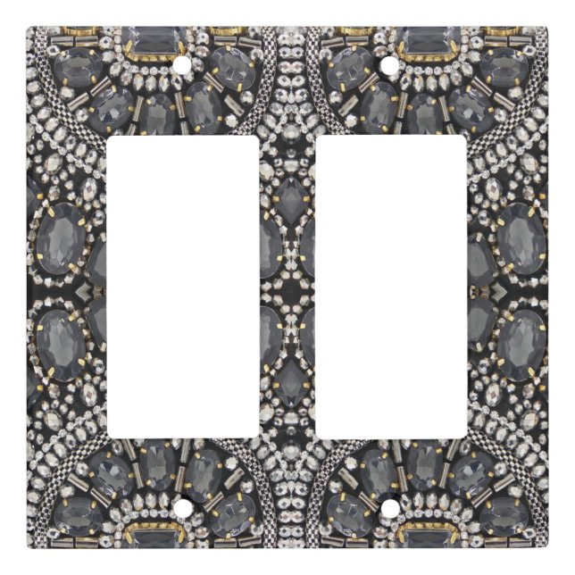 grunge steampunk art deco black silver bohemian light switch cover (Front)