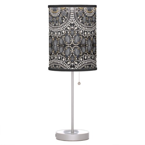 grunge steampunk art deco black silver bohemian table lamp