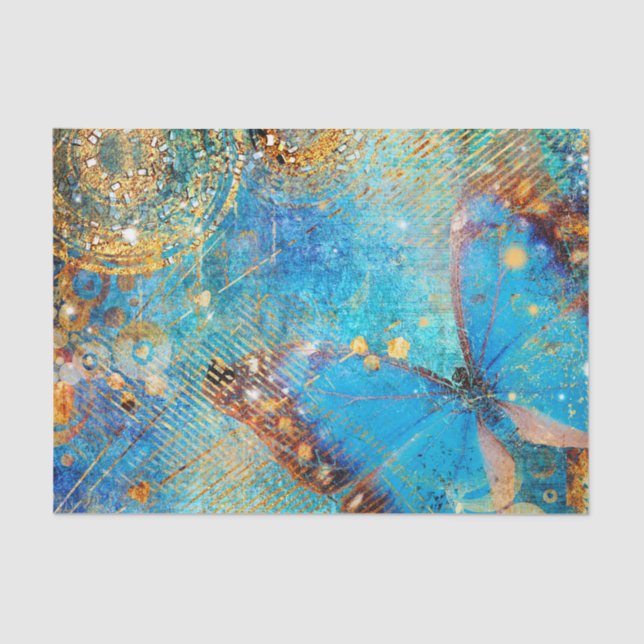 Grunge Steampunk Butterfly Abstract Design Tissue Paper (Front)