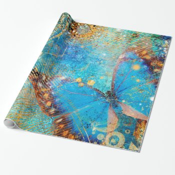 Grunge Steampunk Butterfly Abstract Design Wrapping Paper by TrinketsandTreasures at Zazzle