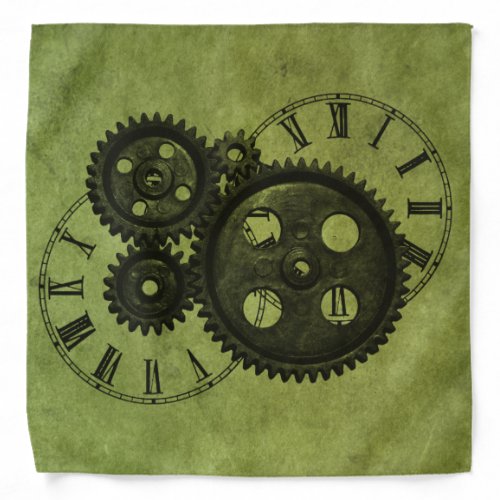 Grunge Steampunk Clocks and Gears Bandana