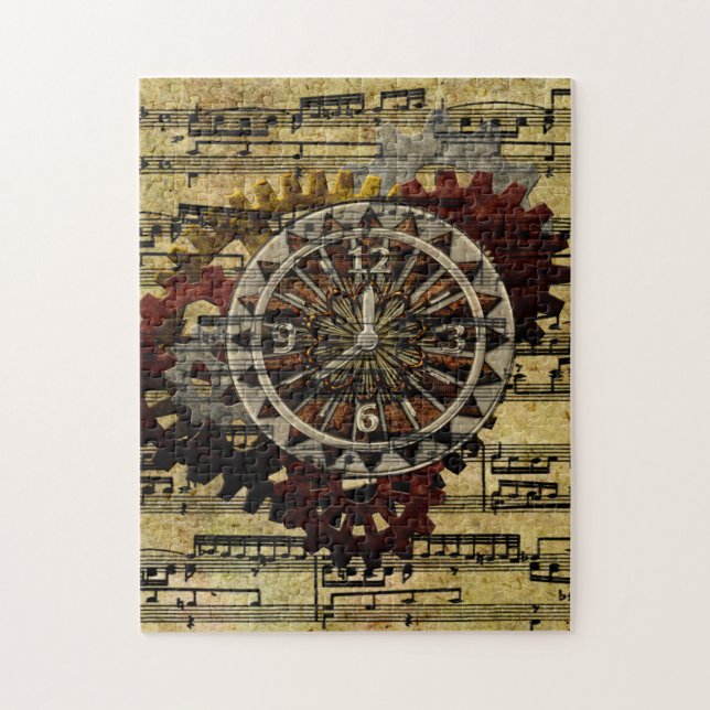 Grunge Steampunk Clocks and Gears Jigsaw Puzzle (Vertical)