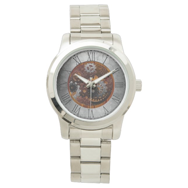 Grunge Steampunk Clocks and Gears Watch (Front)