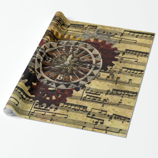 Grunge Steampunk Clocks and Gears Wrapping Paper