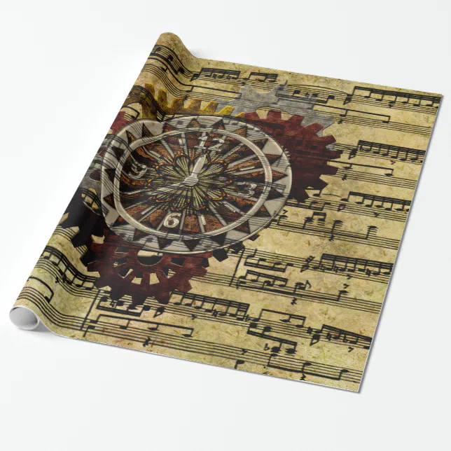 Grunge Steampunk Clocks and Gears Wrapping Paper | Zazzle