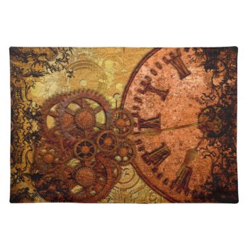 Grunge Steampunk Gear And Clock Placemat by TrinketsandTreasures at Zazzle