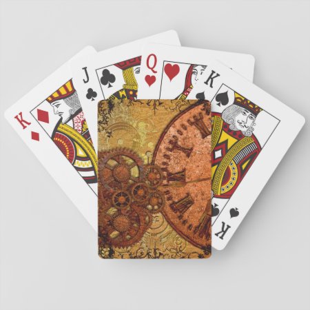 Grunge Steampunk Gear And Clock Playing Cards